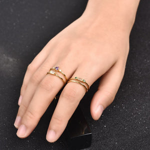 Fashion 4pcs Set Gold Color Plating Simple Boho Rings Women Zircon Bohemian Engagement Rings