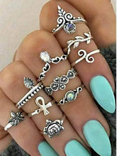 Load image into Gallery viewer, 10 Pcs Set Boho Vintage Cute Turtle Rings Bohemian Jewelry