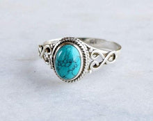 Load image into Gallery viewer, Vintage Antique Silver Turquoises Ring Tibet Women Finger Ring