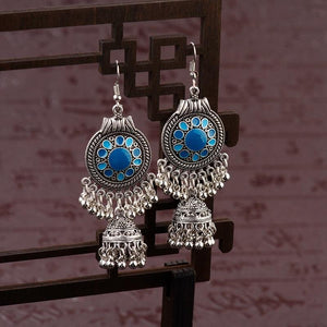 Traditional Indian Ethnic Silver Color Drop Women Gypsy Tassel hemisphere Earrings