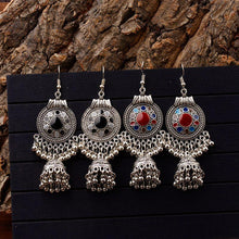 Load image into Gallery viewer, Traditional Indian Ethnic Silver Color Drop Women Gypsy Tassel hemisphere Earrings