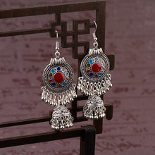 Load image into Gallery viewer, Traditional Indian Ethnic Silver Color Drop Women Gypsy Tassel hemisphere Earrings