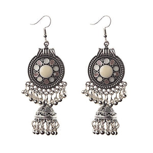 Traditional Indian Ethnic Silver Color Drop Women Gypsy Tassel hemisphere Earrings