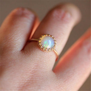 Rainbow Round Couple Gold Color Rings Jewelry