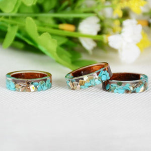 Boho Design Handmade Vintage Colorful Stone Inside Transparent Ring