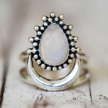 Load image into Gallery viewer, Women Bohemian Fashion Silver Color Natural Stone Moon White Opal Ring Jewelry