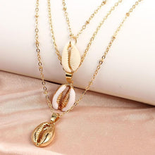 Load image into Gallery viewer, Three Layers Shell Pendant Necklace Natural Shell Gold Cowrie Women Necklace Bohemian Jewelry