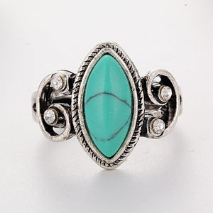 Retro Green Stone Rings for Women Wedding Ring Jewelry