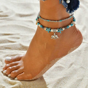 Summer Barefoot chain Beach Anklets Hollow Out Water Droplet Shape Multi-storey Foot Fashion Jewelry
