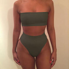 Load image into Gallery viewer, Bikini Strapless Swimwear Women Solid 6 Color Swimsuit Sexy Off Shoulder Bathing Suit high waist bikini