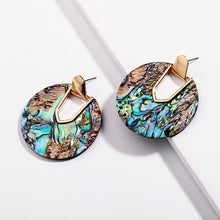 Load image into Gallery viewer, Colorful Resin Acrylic Round Dangle  Unique Design U Shape shell Earrings