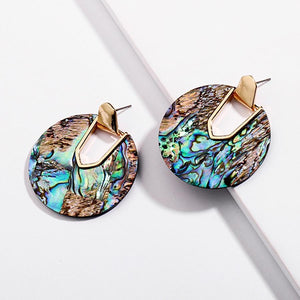 Colorful Resin Acrylic Round Dangle  Unique Design U Shape shell Earrings