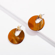 Load image into Gallery viewer, Colorful Resin Acrylic Round Dangle  Unique Design U Shape shell Earrings