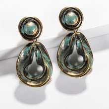 Load image into Gallery viewer, Distressed Earrings  Blue Color Vintage Boho Oval Round Drop Earring
