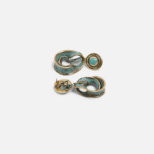 Load image into Gallery viewer, Distressed Earrings  Blue Color Vintage Boho Oval Round Drop Earring