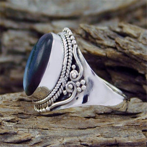 Vinatge Anillos Silver Color Oval Rings for Women