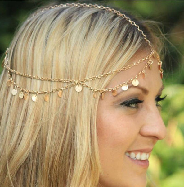 Fashion 2 layer Coin Beautiful Head Hair Accessories Chain Headwear