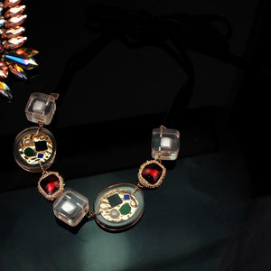 Transparent Metal Strand  For Women Bohemian Multicolored Pendant Necklaces