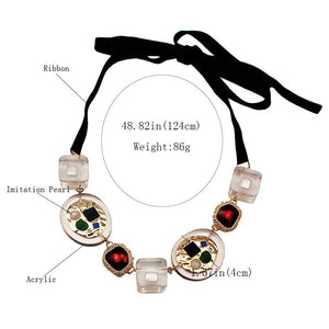 Transparent Metal Strand  For Women Bohemian Multicolored Pendant Necklaces