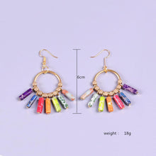 Load image into Gallery viewer, Creative 7 Chakra Colorful Natural Stones Gold Beads Dangle Earrings