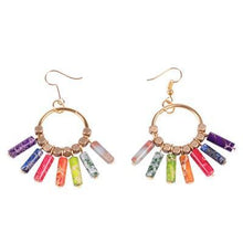 Load image into Gallery viewer, Creative 7 Chakra Colorful Natural Stones Gold Beads Dangle Earrings