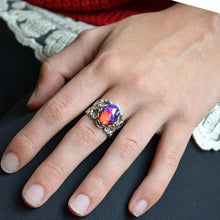 Load image into Gallery viewer, Vintage Silver Oval Purple Fire Opal Women Engagement Wedding Jewelry Rings