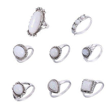 Load image into Gallery viewer, 8PCS Oval Natural Stone Women Vintage Retro Color Rings