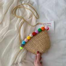 Load image into Gallery viewer, Simple Round Straw Women Summer Rattan Handmade Woven Beach Cross Body Bag