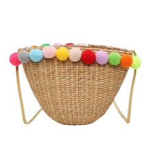 Load image into Gallery viewer, Simple Round Straw Women Summer Rattan Handmade Woven Beach Cross Body Bag