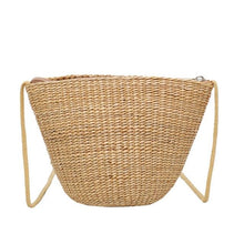 Load image into Gallery viewer, Simple Round Straw Women Summer Rattan Handmade Woven Beach Cross Body Bag