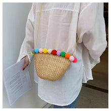 Load image into Gallery viewer, Simple Round Straw Women Summer Rattan Handmade Woven Beach Cross Body Bag