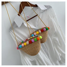 Load image into Gallery viewer, Simple Round Straw Women Summer Rattan Handmade Woven Beach Cross Body Bag