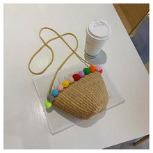 Load image into Gallery viewer, Simple Round Straw Women Summer Rattan Handmade Woven Beach Cross Body Bag