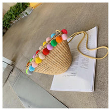 Load image into Gallery viewer, Simple Round Straw Women Summer Rattan Handmade Woven Beach Cross Body Bag