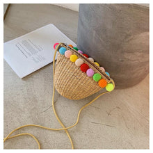 Load image into Gallery viewer, Simple Round Straw Women Summer Rattan Handmade Woven Beach Cross Body Bag