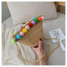 Load image into Gallery viewer, Simple Round Straw Women Summer Rattan Handmade Woven Beach Cross Body Bag