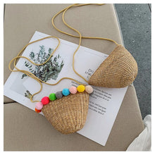 Load image into Gallery viewer, Simple Round Straw Women Summer Rattan Handmade Woven Beach Cross Body Bag