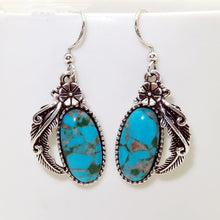 Load image into Gallery viewer, Vintage Flower Leave Stone Dangle Earrings Jewelry