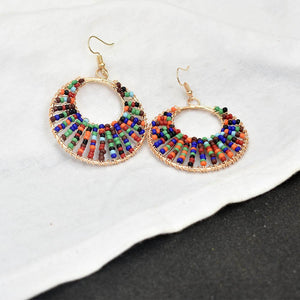 Bohemia Colorful Round Resin Beaded Drop Earring Jewelry