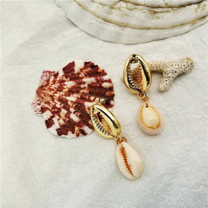Vintage Ocean Gold Dangle Drop Earrings 2019 For Women Brincos Cowrie Sea Shell Earring BOHO Bohemian Beach Korean Jewelry