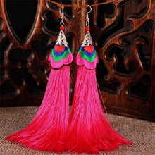 Load image into Gallery viewer, Ethnic Tibet Embroidery Long Tassel Drop Retro Bohemia Handmade Tassel Earrings