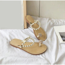 Load image into Gallery viewer, Pearl Summer Women Flat Slippers Fashion Comfortable Casual Outdoor Footwear Sandals