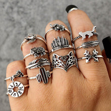 Load image into Gallery viewer, 12PC Set Women Punk Vintage Finger Knuckle Rings