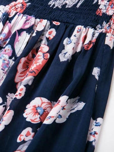 High Waist Floral-Print Off-Shoulder Side Split Bohemia Beach Dress