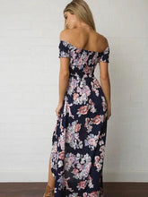 Load image into Gallery viewer, High Waist Floral-Print Off-Shoulder Side Split Bohemia Beach Dress