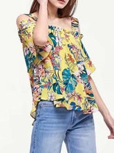 Load image into Gallery viewer, Popular Fashion Floral-Print Chiffon Off Shoulder Strapps Blouse Shirts Tops
