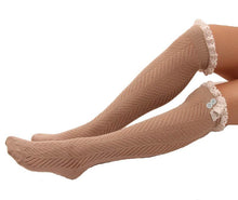 Load image into Gallery viewer, Button Lace Stockings Diamond Over The Knee Long Socks