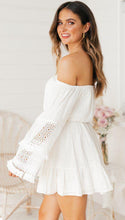Load image into Gallery viewer, Sexy One-Shoulder Lace Stitching Trumpet Sleeves Off-Shoulder Dress