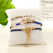 Load image into Gallery viewer, Ethnic Style Creative Alloy Rice Beads Love Leaves Feathers Multi-Layer Bracelet Cord Woven Bracelet Set Of 5