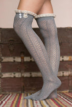Load image into Gallery viewer, Button Lace Stockings Diamond Over The Knee Long Socks